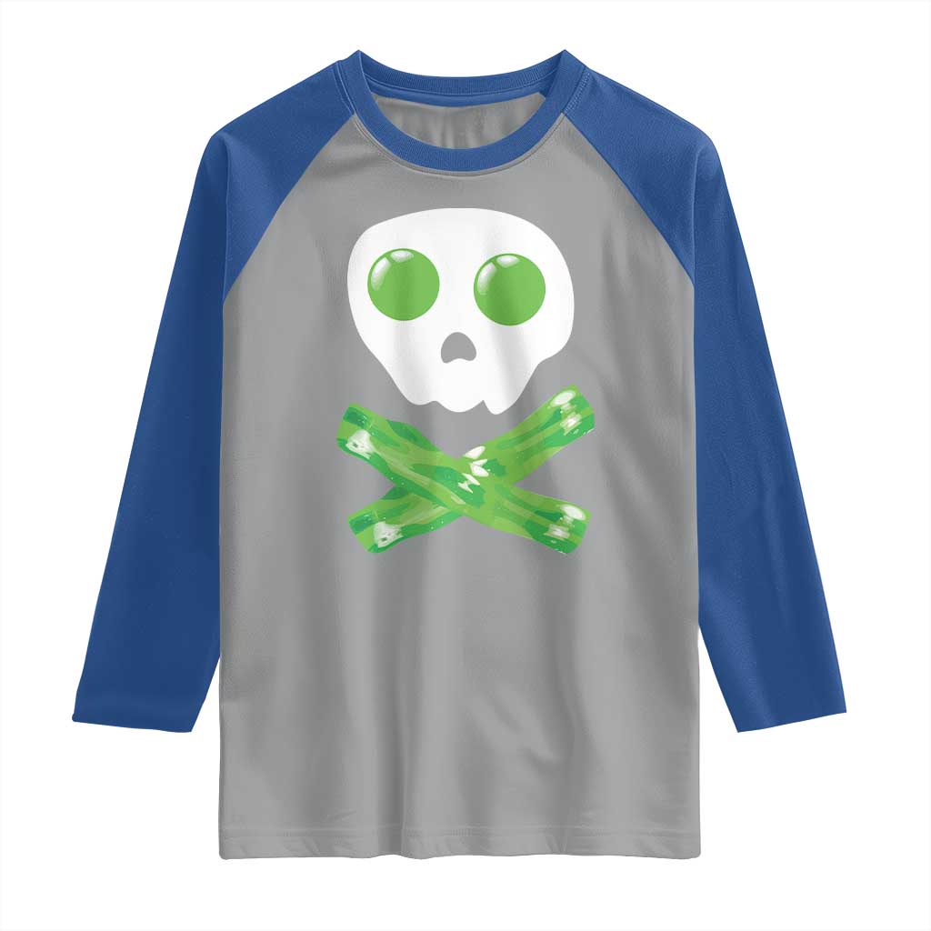 Funny St Patricks Day Raglan Shirt Bacon & Eggs Skull & Crossbones