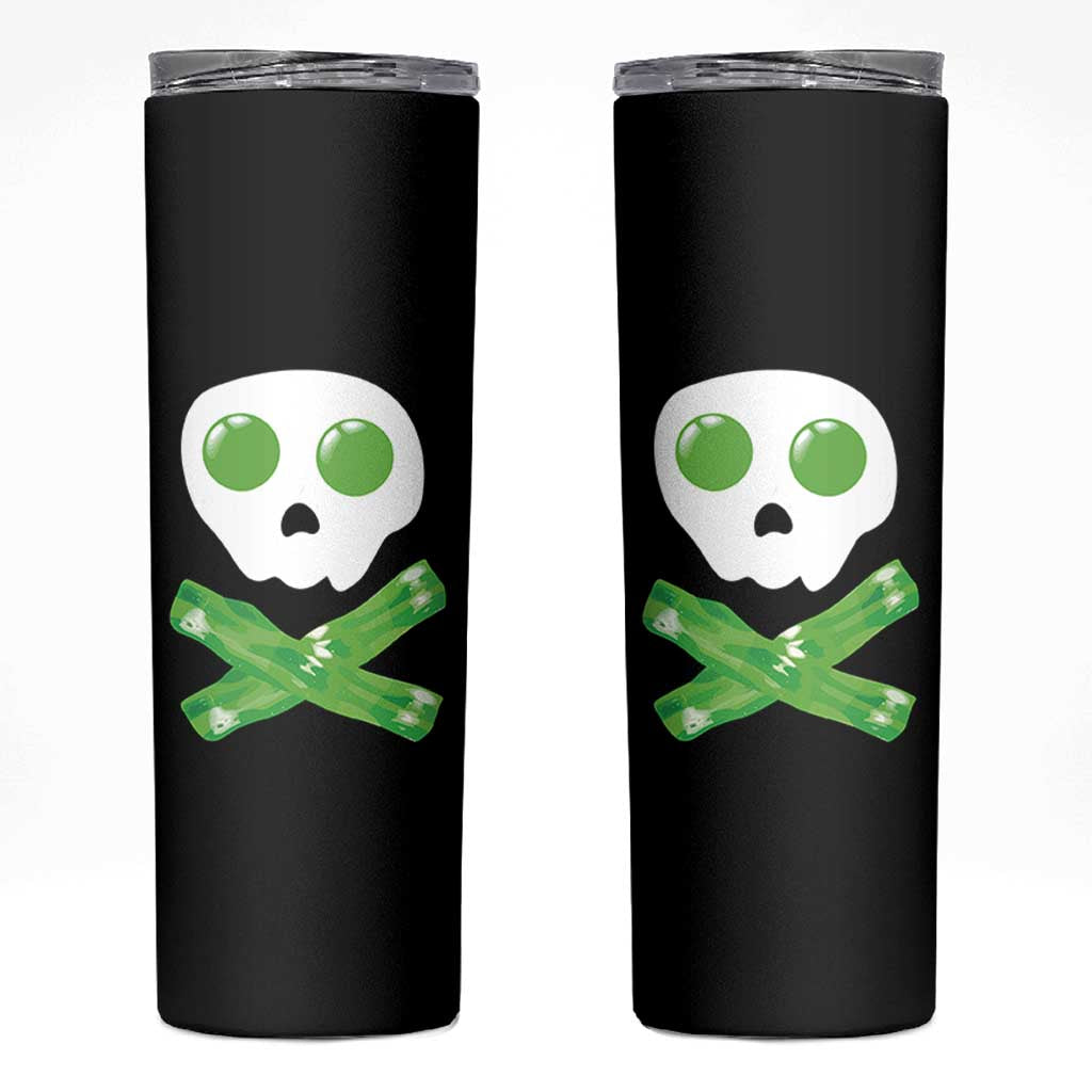 Funny St Patricks Day Skinny Tumbler Bacon & Eggs Skull & Crossbones