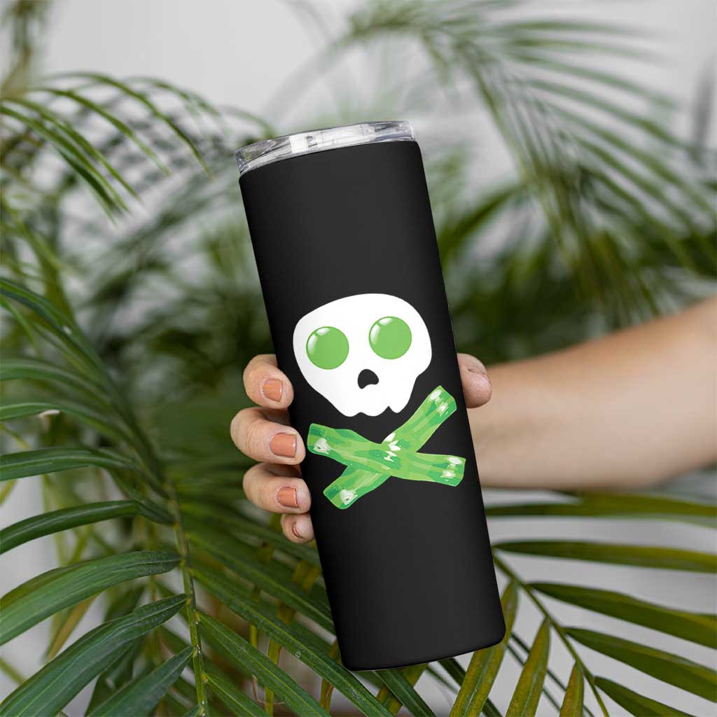 Funny St Patricks Day Skinny Tumbler Bacon & Eggs Skull & Crossbones