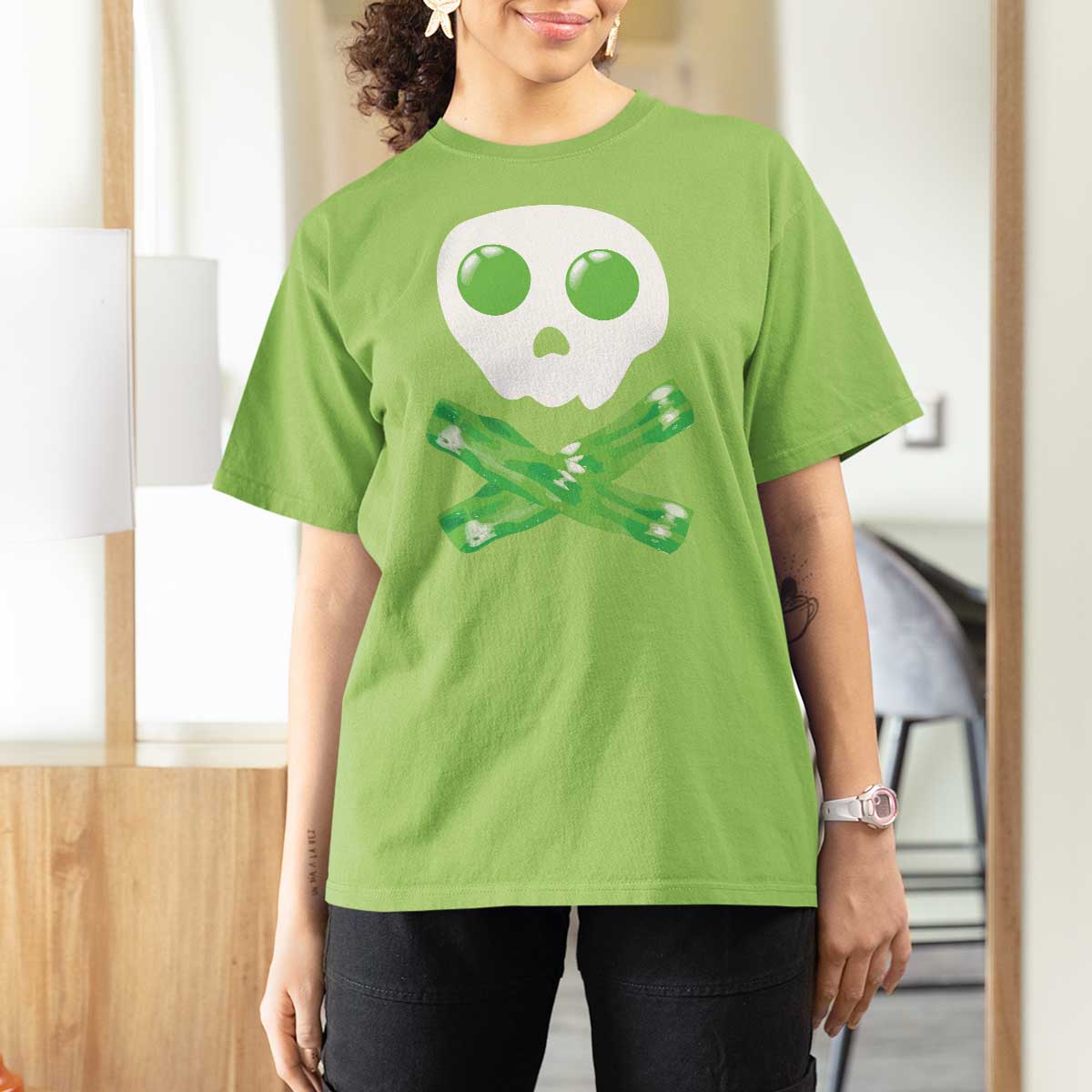 Funny St Patricks Day T Shirt For Women Bacon & Eggs Skull & Crossbones