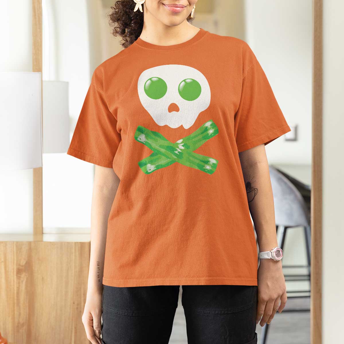 Funny St Patricks Day T Shirt For Women Bacon & Eggs Skull & Crossbones