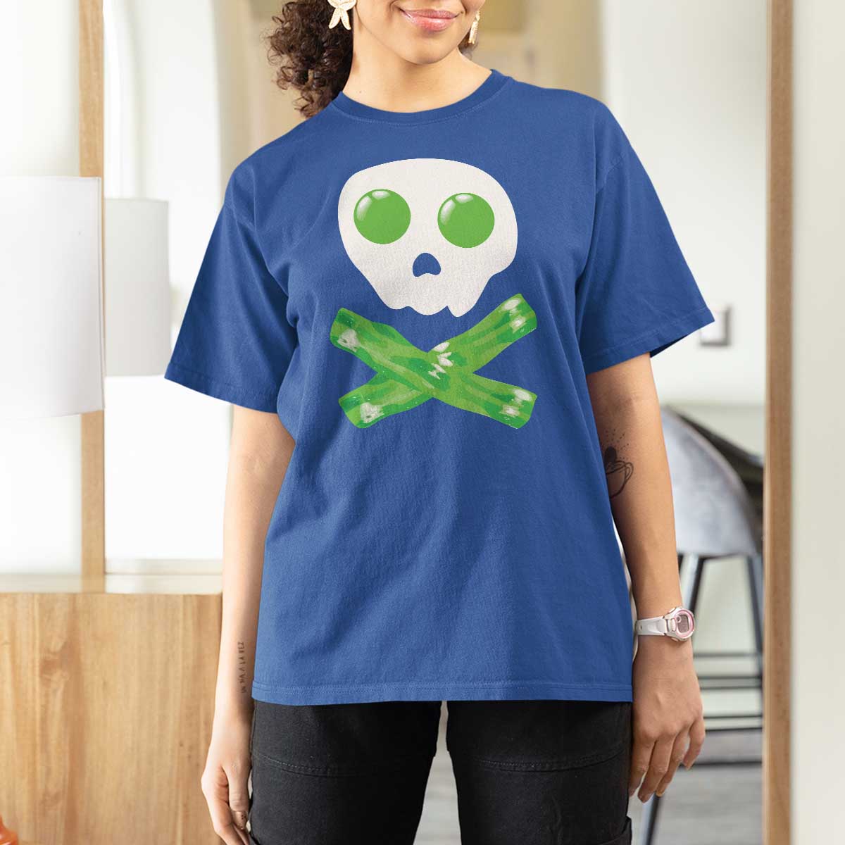 Funny St Patricks Day T Shirt For Women Bacon & Eggs Skull & Crossbones