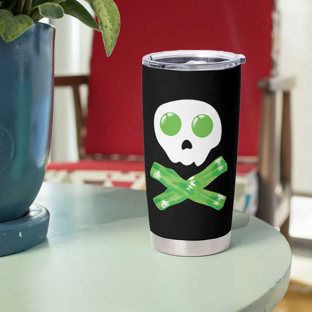 Funny St Patricks Day Tumbler Cup Bacon & Eggs Skull & Crossbones