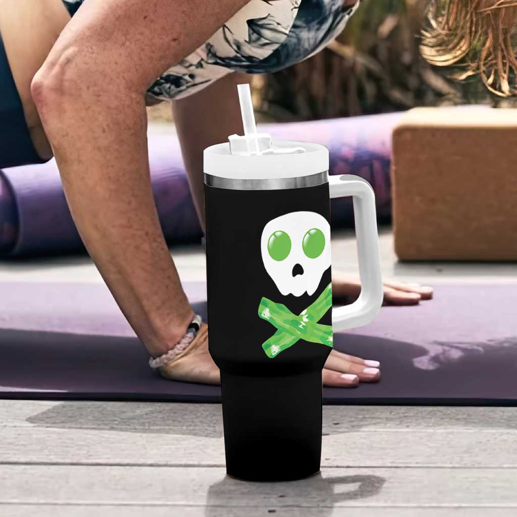 Funny St Patricks Day Tumbler With Handle Bacon & Eggs Skull & Crossbones