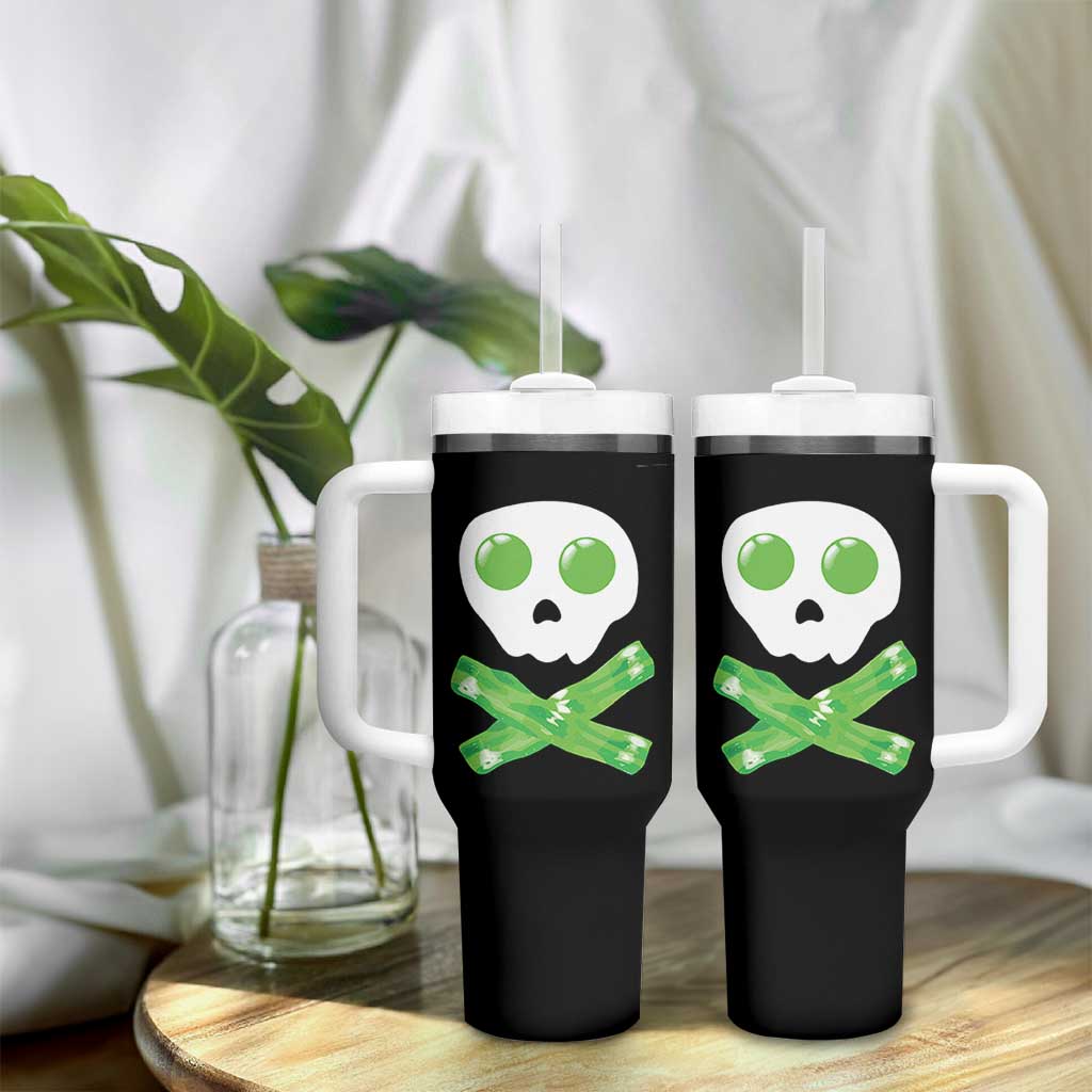 Funny St Patricks Day Tumbler With Handle Bacon & Eggs Skull & Crossbones