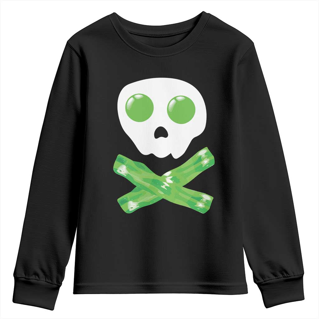 Funny St Patricks Day Youth Sweatshirt Bacon & Eggs Skull & Crossbones