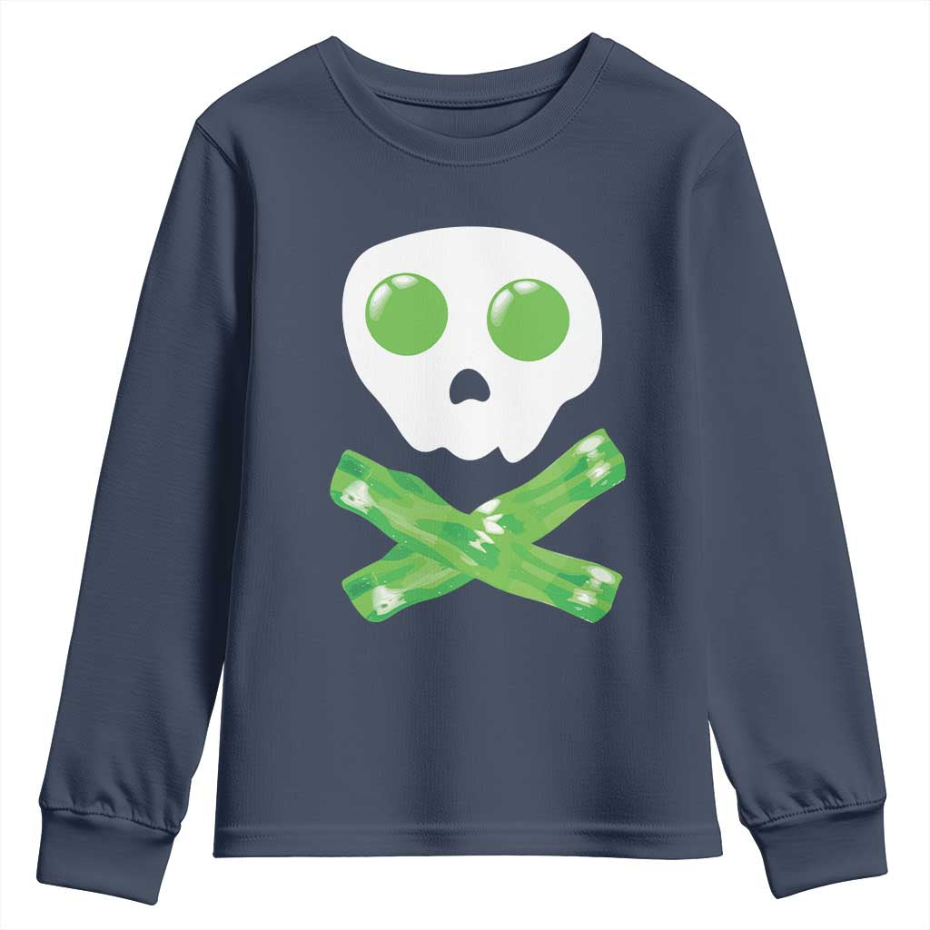 Funny St Patricks Day Youth Sweatshirt Bacon & Eggs Skull & Crossbones