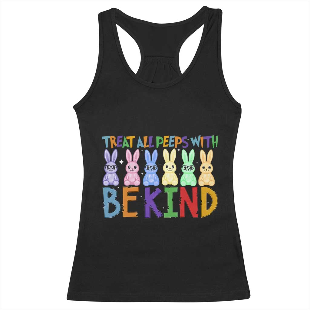 Teacher Easter Racerback Tank Top Treat All Peeps With Kindness Funny Bunny