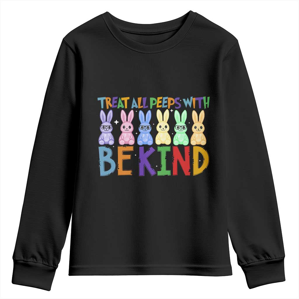 Teacher Easter Youth Sweatshirt Treat All Peeps With Kindness Funny Bunny