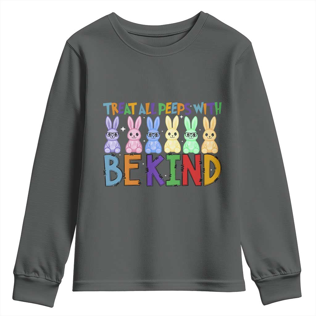 Teacher Easter Youth Sweatshirt Treat All Peeps With Kindness Funny Bunny