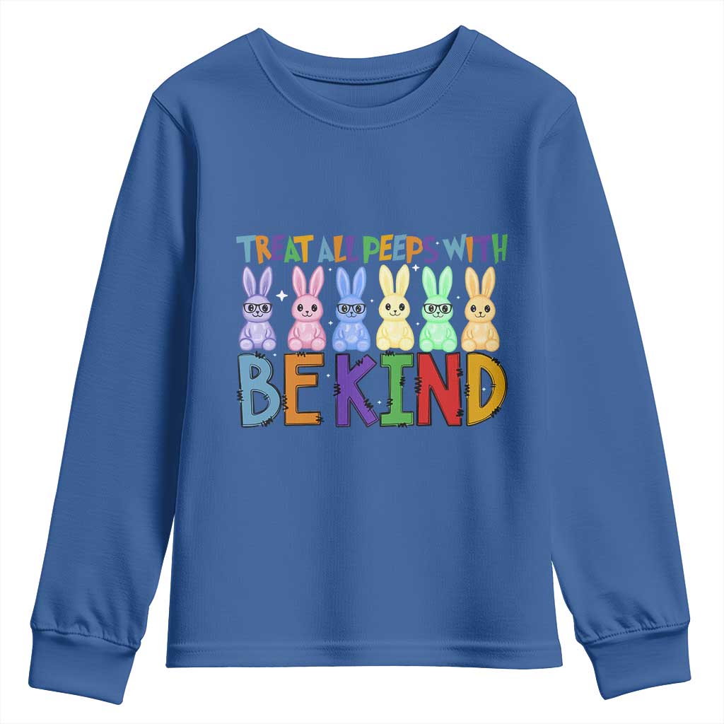 Teacher Easter Youth Sweatshirt Treat All Peeps With Kindness Funny Bunny