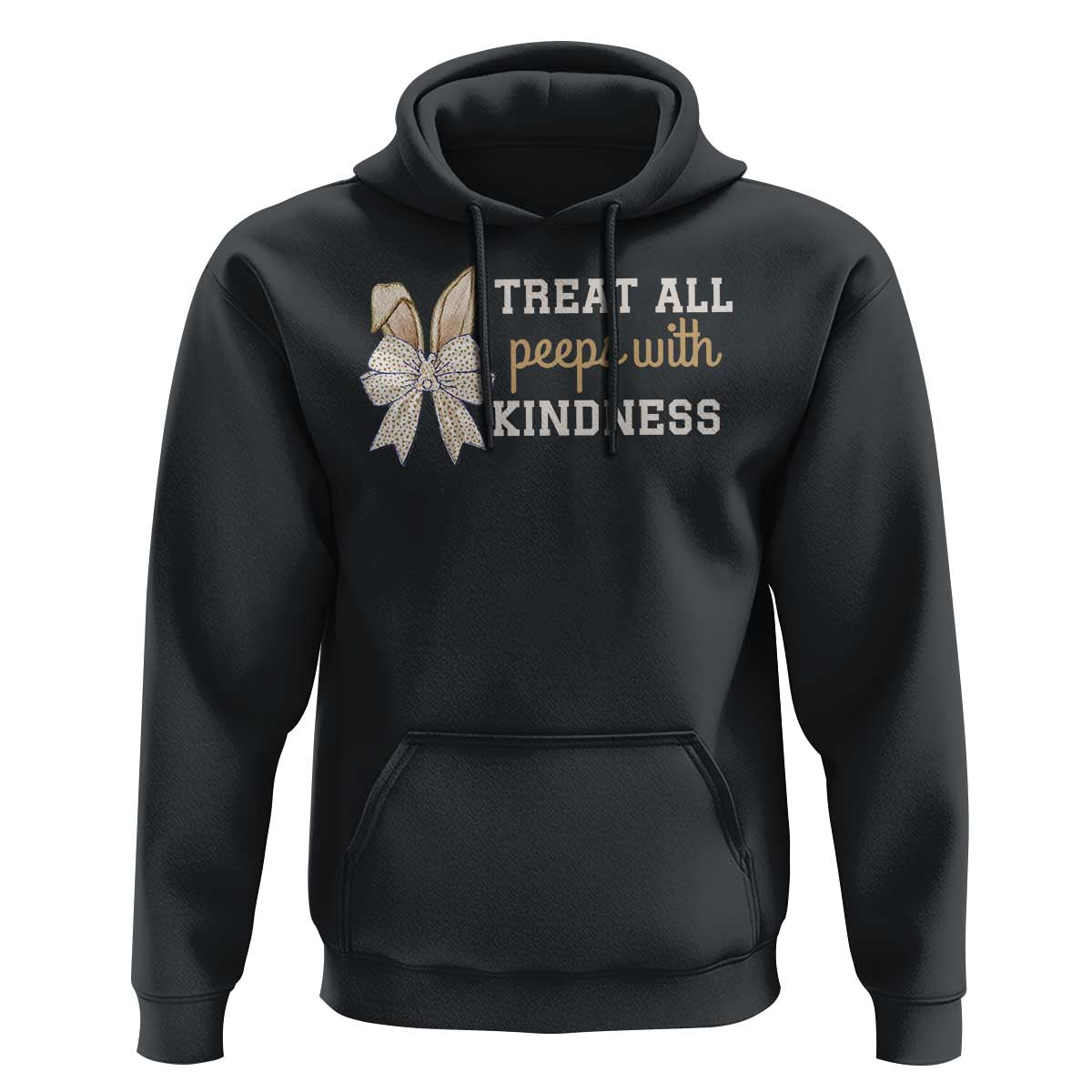 Bunny Coquette Ears Easter Teachers Hoodie Treat All Peeps With Kindness