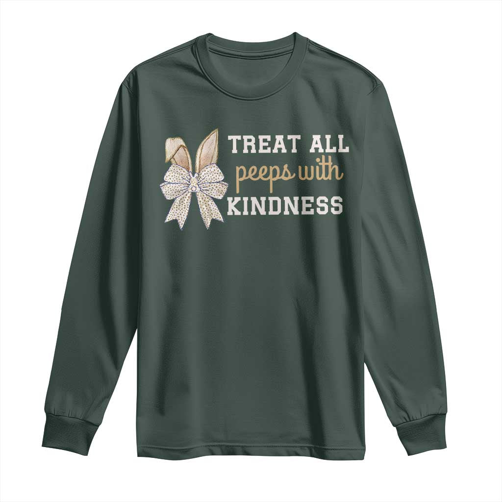 Bunny Coquette Ears Easter Teachers Long Sleeve Shirt Treat All Peeps With Kindness