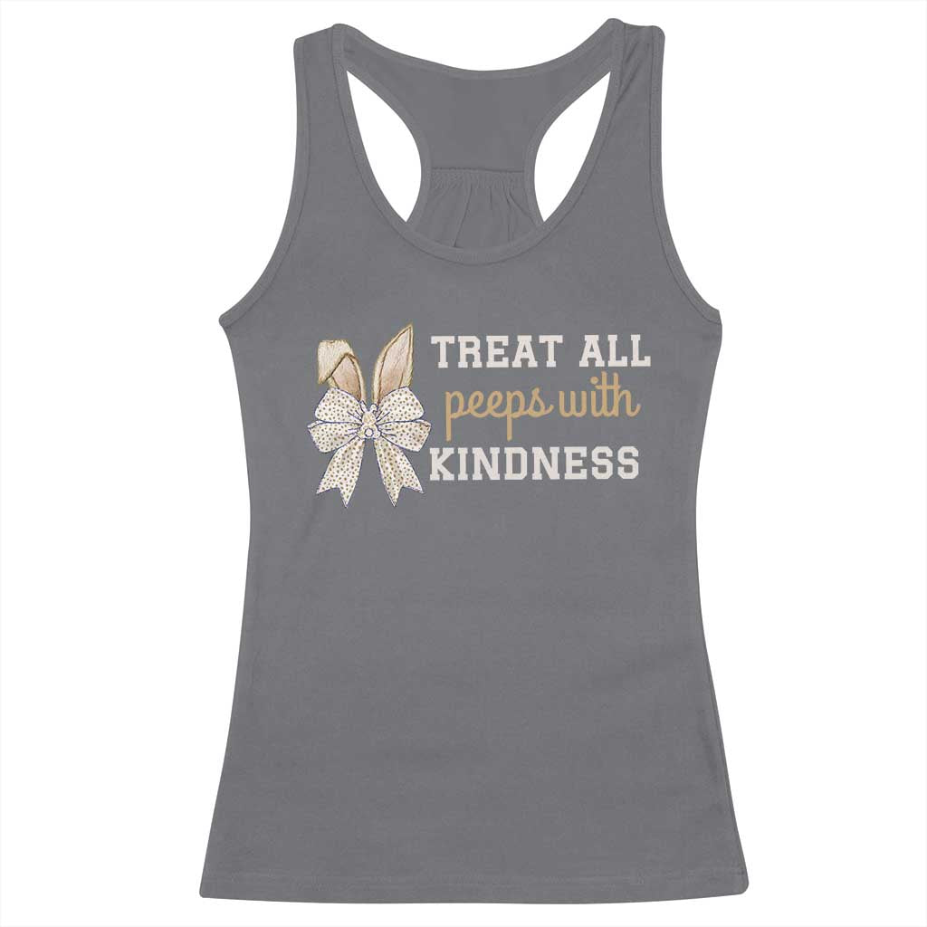 Bunny Coquette Ears Easter Teachers Racerback Tank Top Treat All Peeps With Kindness