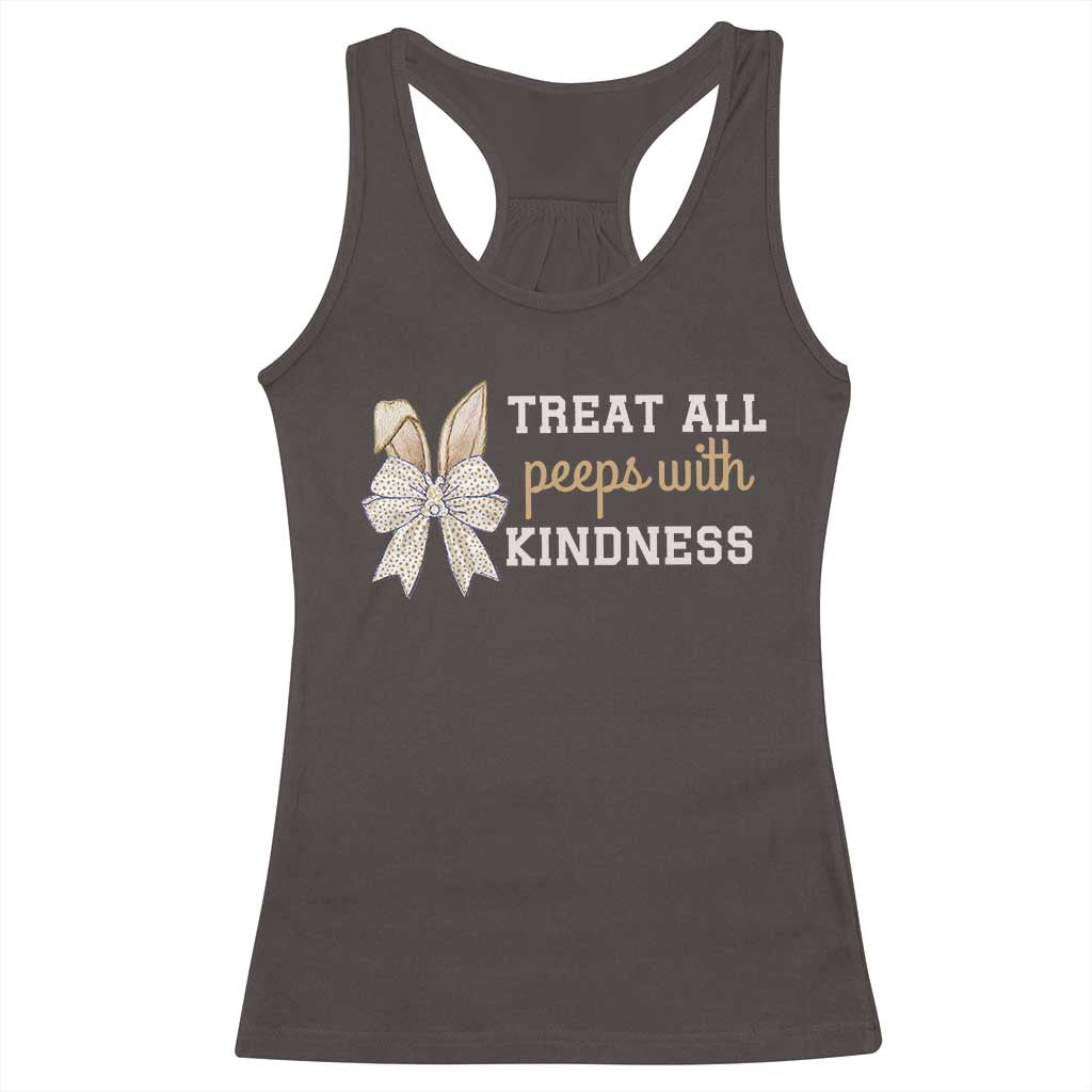 Bunny Coquette Ears Easter Teachers Racerback Tank Top Treat All Peeps With Kindness
