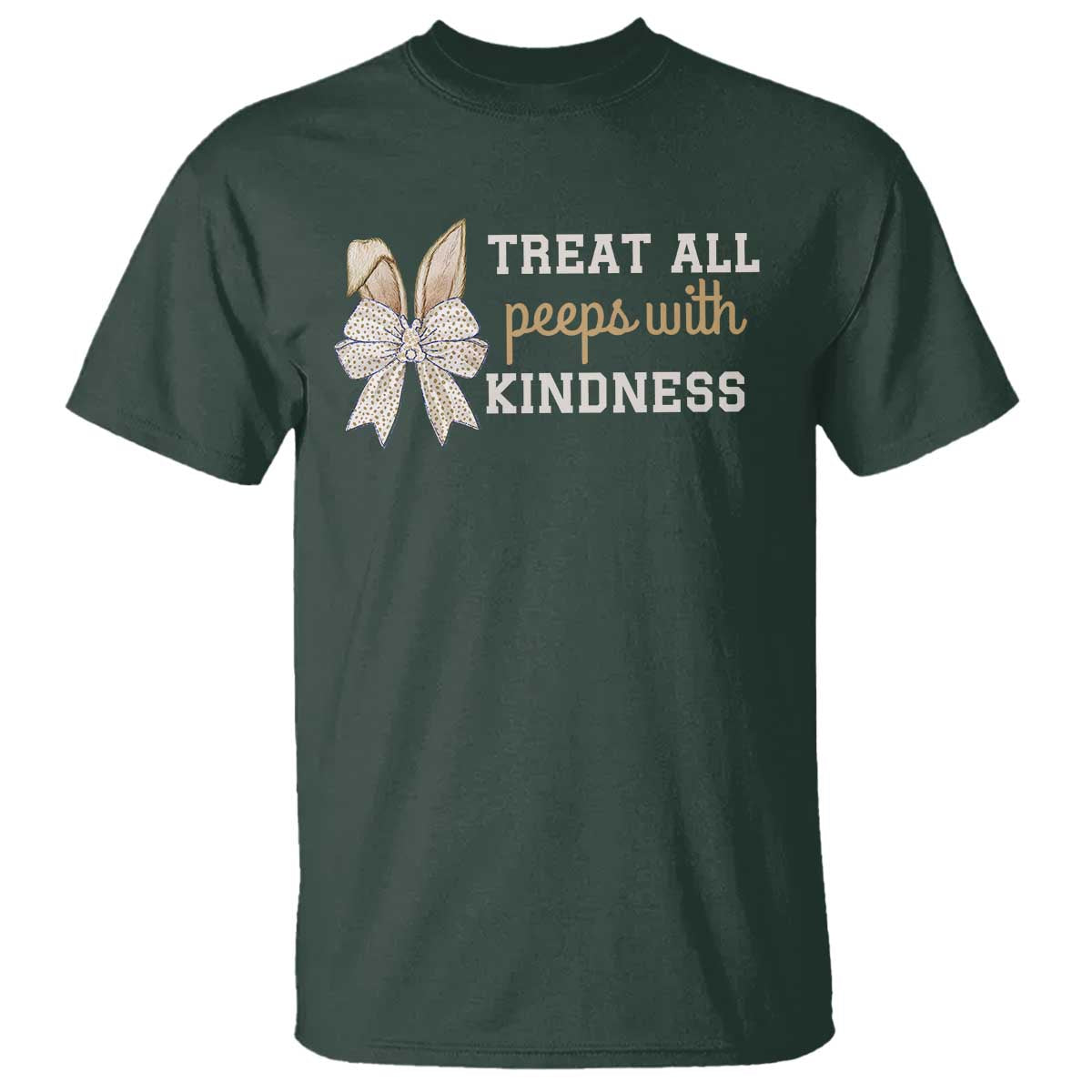 Bunny Coquette Ears Easter Teachers T Shirt Treat All Peeps With Kindness