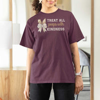 Bunny Coquette Ears Easter Teachers T Shirt For Women Treat All Peeps With Kindness