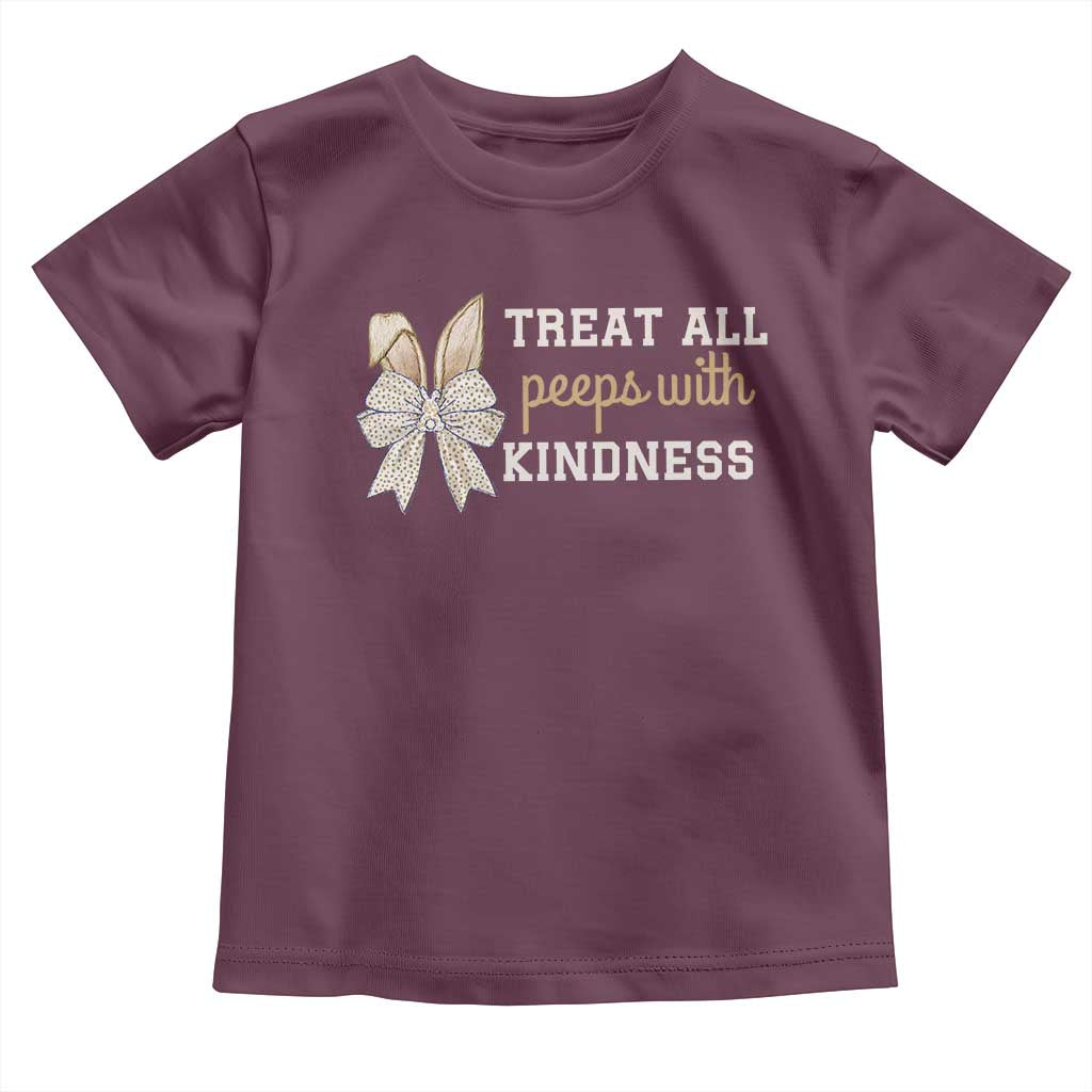 Bunny Coquette Ears Easter Teachers Toddler T Shirt Treat All Peeps With Kindness