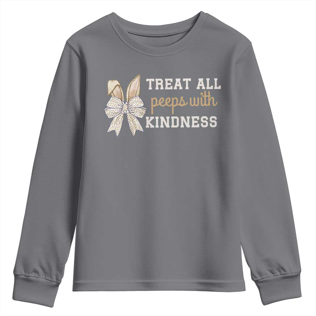 Bunny Coquette Ears Easter Teachers Youth Sweatshirt Treat All Peeps With Kindness
