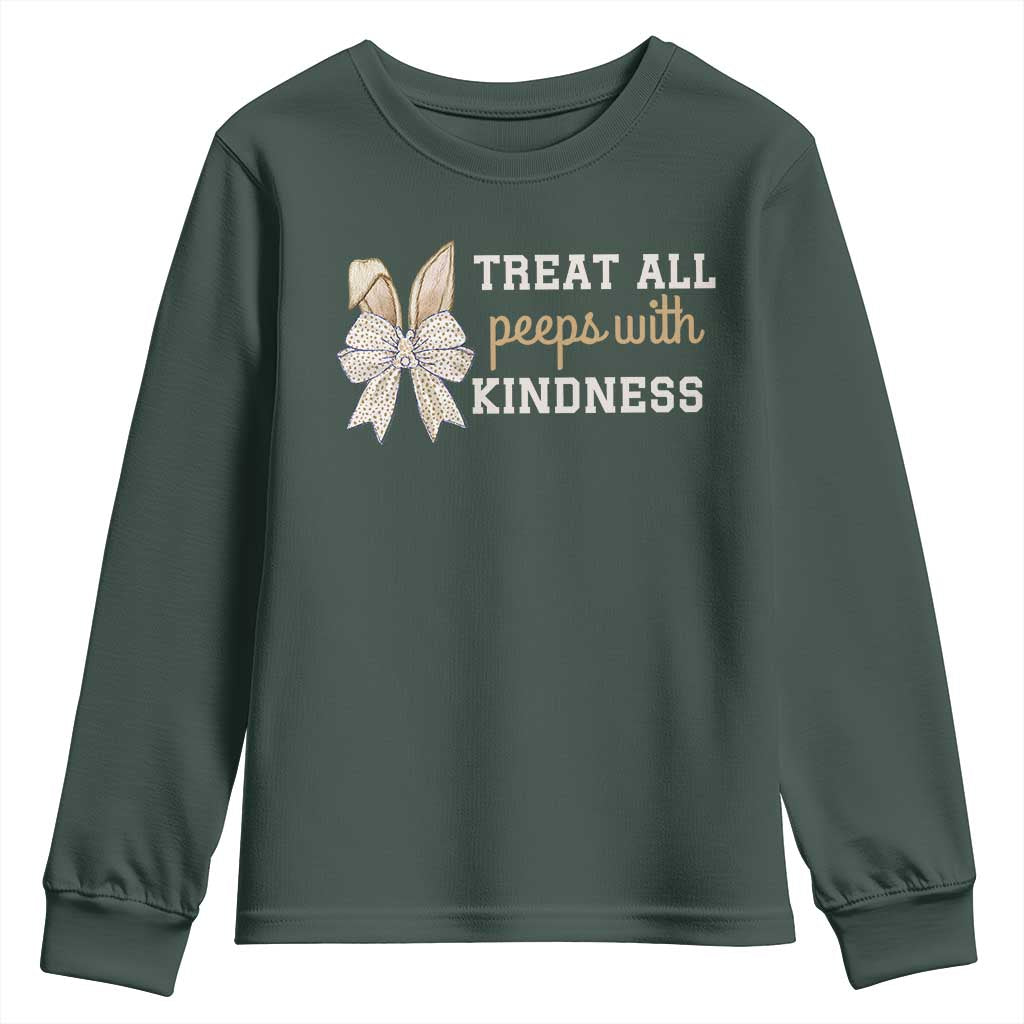 Bunny Coquette Ears Easter Teachers Youth Sweatshirt Treat All Peeps With Kindness