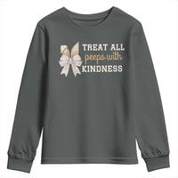 Bunny Coquette Ears Easter Teachers Youth Sweatshirt Treat All Peeps With Kindness