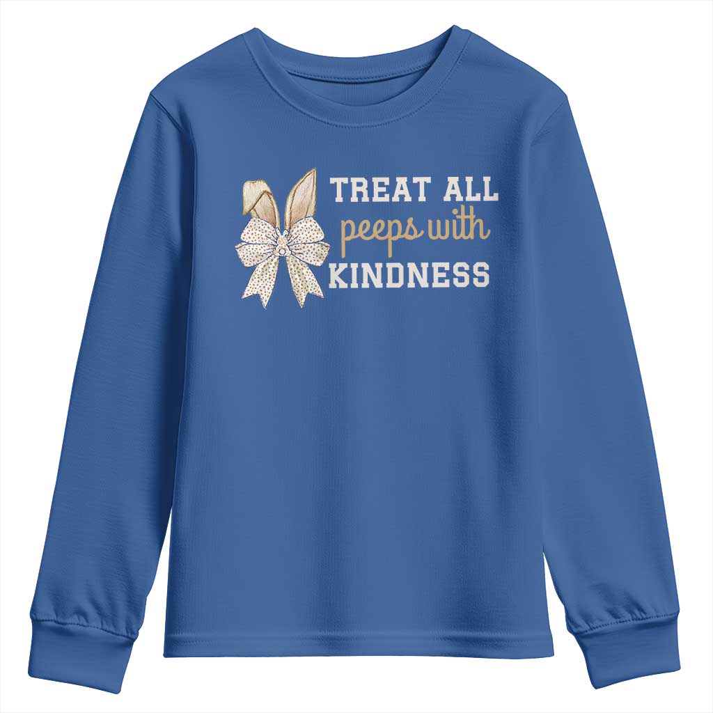 Bunny Coquette Ears Easter Teachers Youth Sweatshirt Treat All Peeps With Kindness
