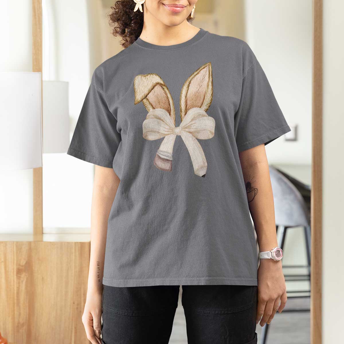 Easter Teachers Bunny Coquette Ears T Shirt For Women