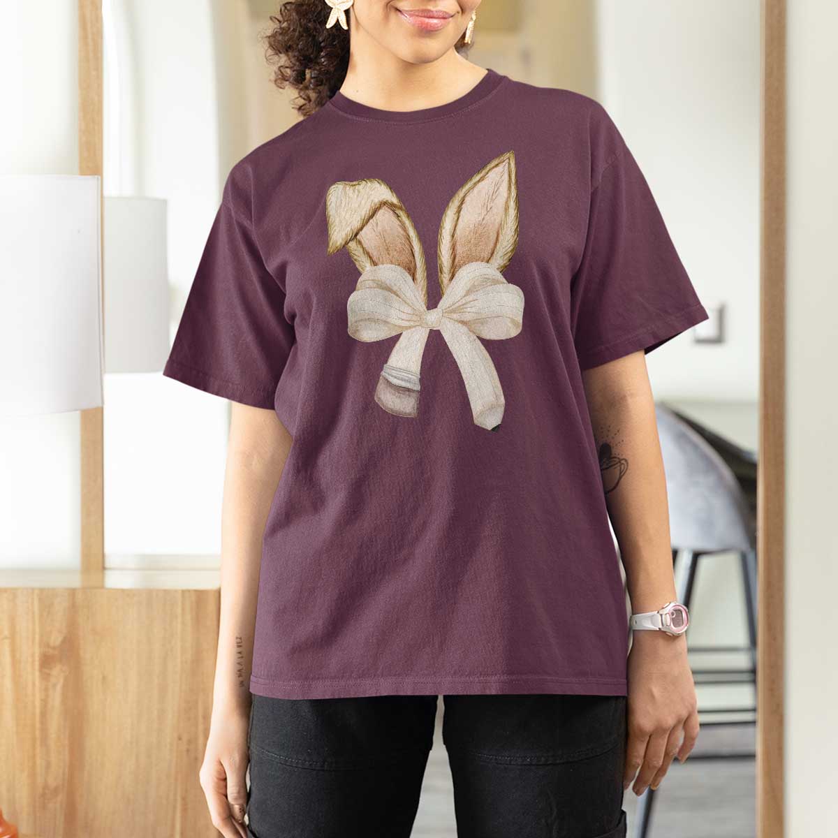 Easter Teachers Bunny Coquette Ears T Shirt For Women