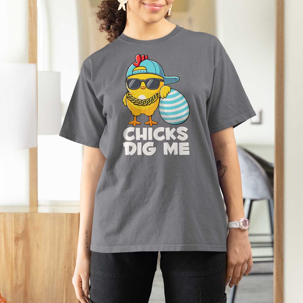 Funny Easter T Shirt For Women Chicks Dig Me