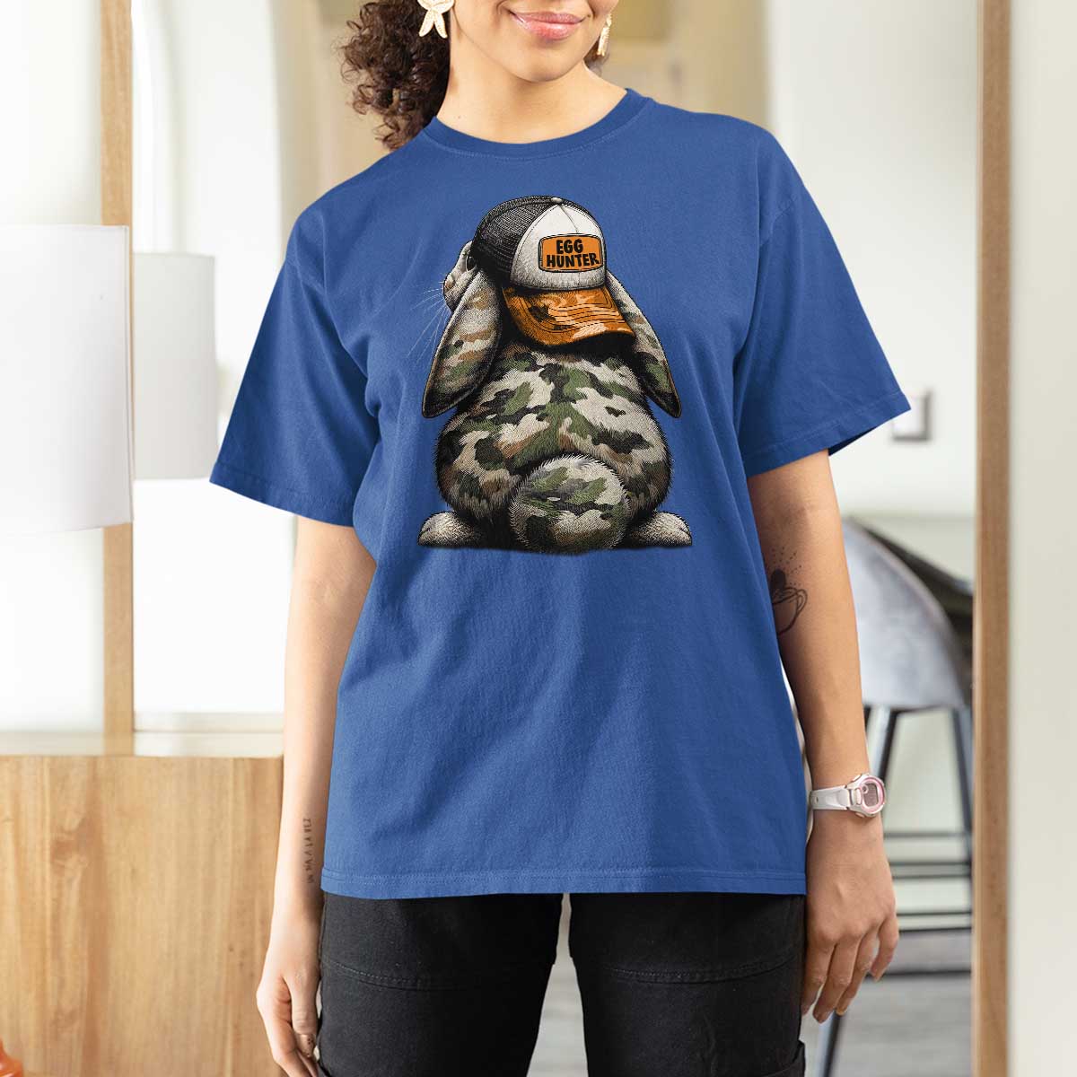 Camo Easter Bunny T Shirt For Women Egg Hunter Kids