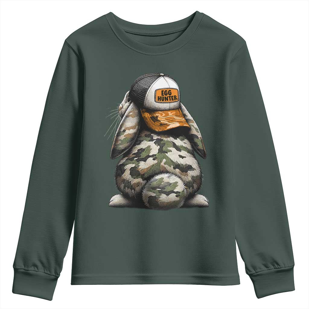 Camo Easter Bunny Youth Sweatshirt Egg Hunter Kids