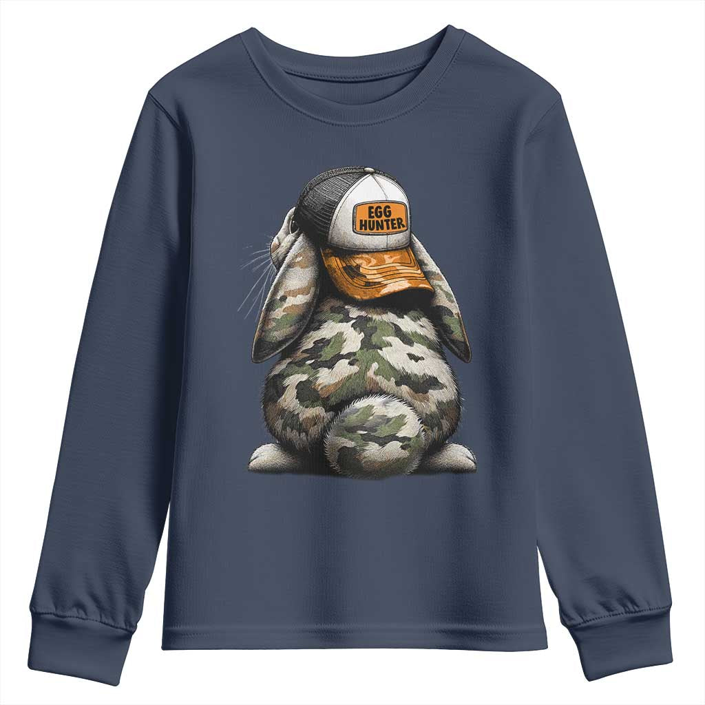 Camo Easter Bunny Youth Sweatshirt Egg Hunter Kids