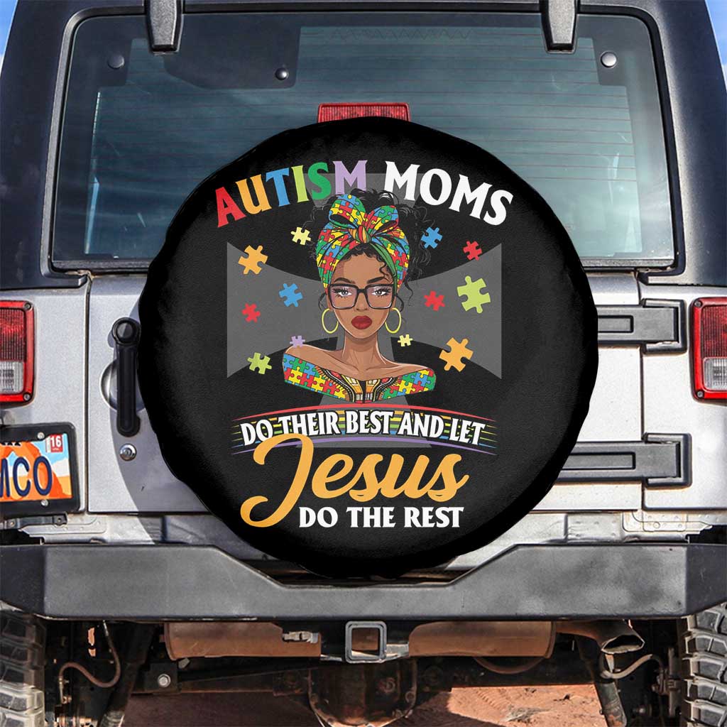 Afro Autism Mom Spare Tire Cover African American Autistic Black Mama Religious Cross