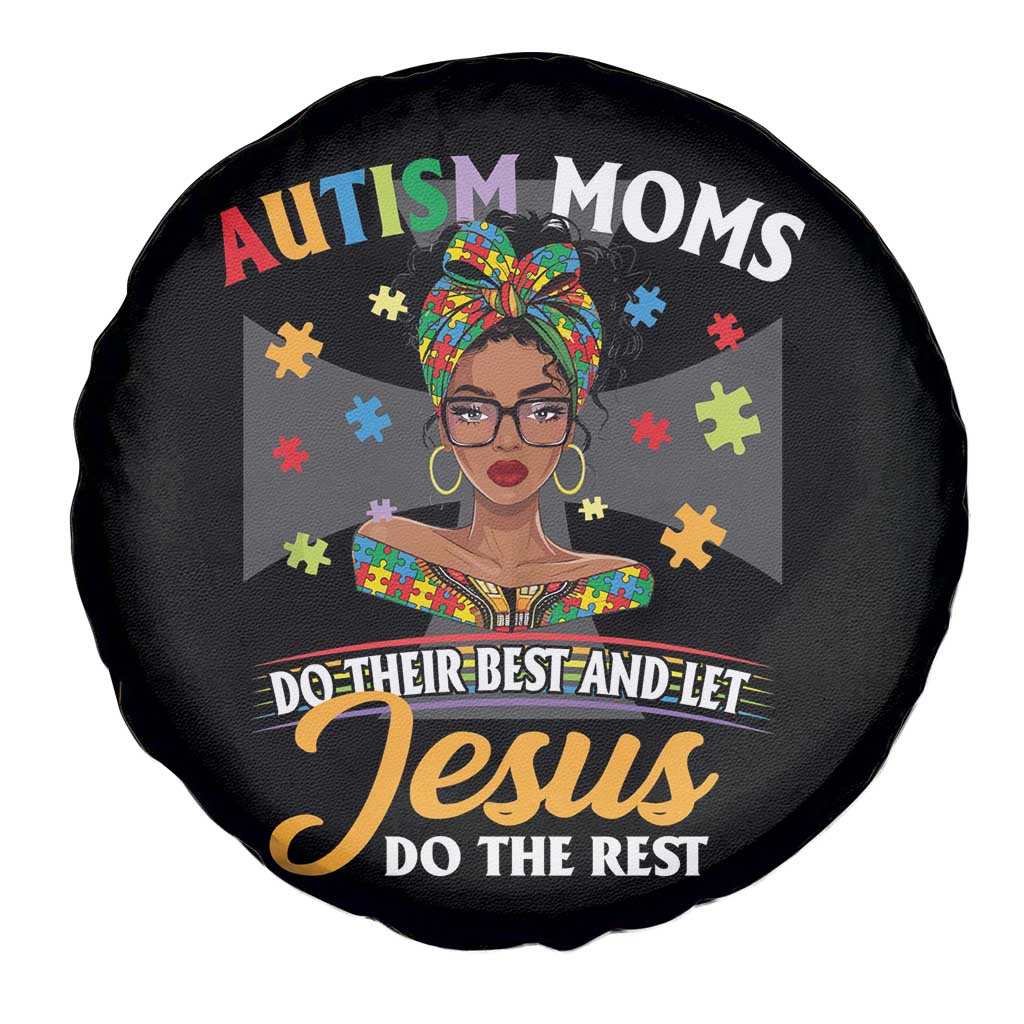 Afro Autism Mom Spare Tire Cover African American Autistic Black Mama Religious Cross