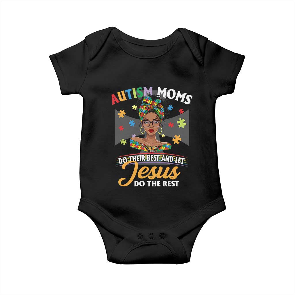 Afro Autism Mom Baby Onesie African American Autistic Black Mama Religious Cross