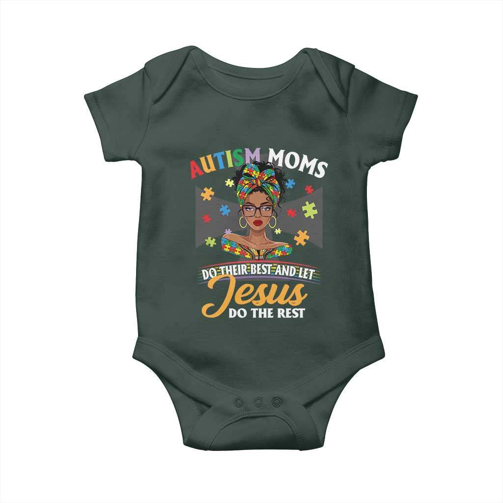 Afro Autism Mom Baby Onesie African American Autistic Black Mama Religious Cross