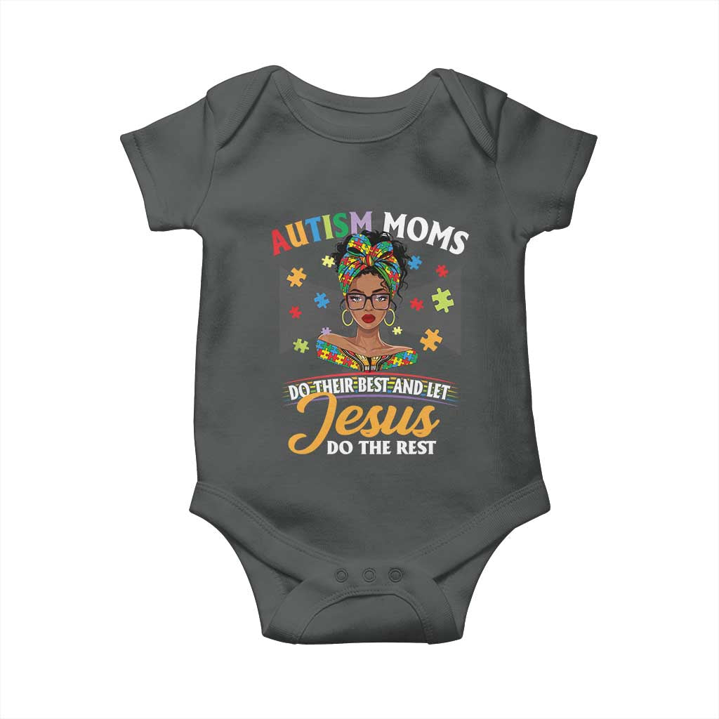 Afro Autism Mom Baby Onesie African American Autistic Black Mama Religious Cross
