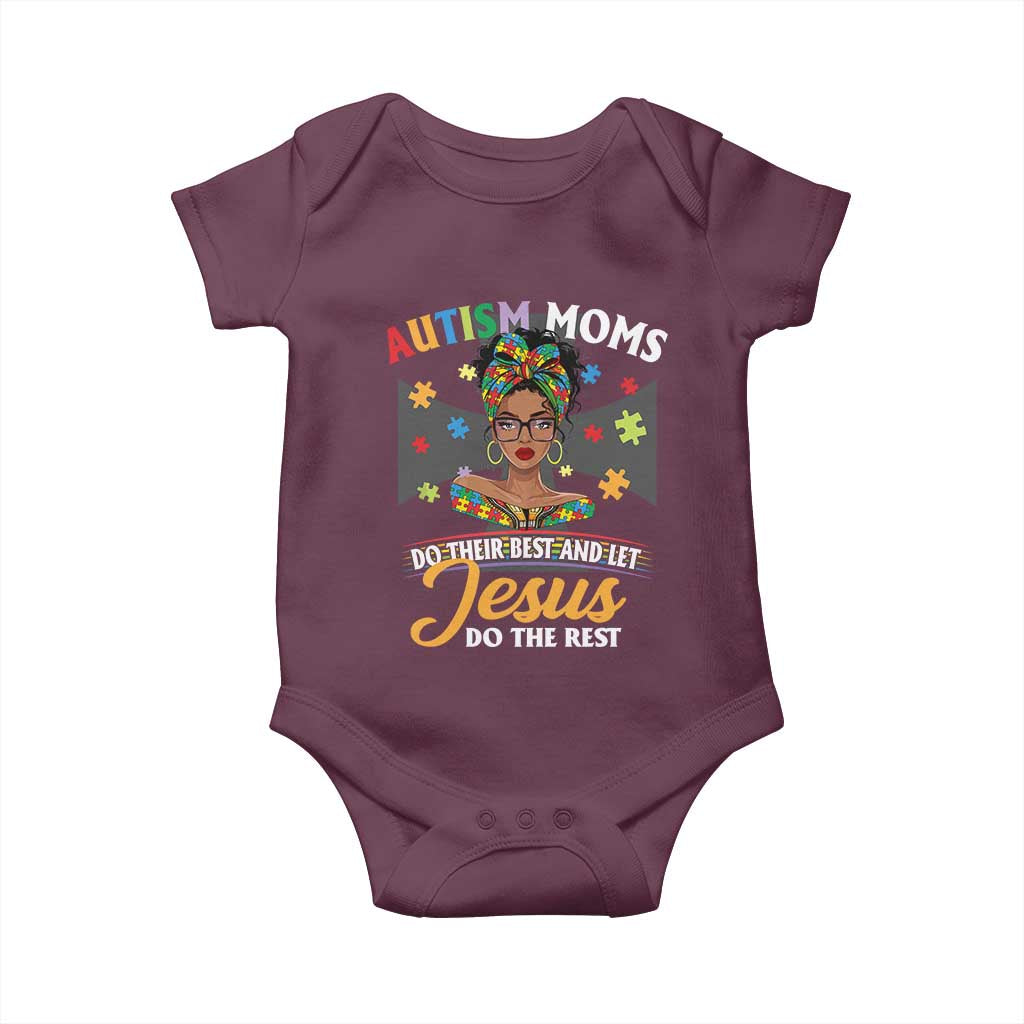 Afro Autism Mom Baby Onesie African American Autistic Black Mama Religious Cross