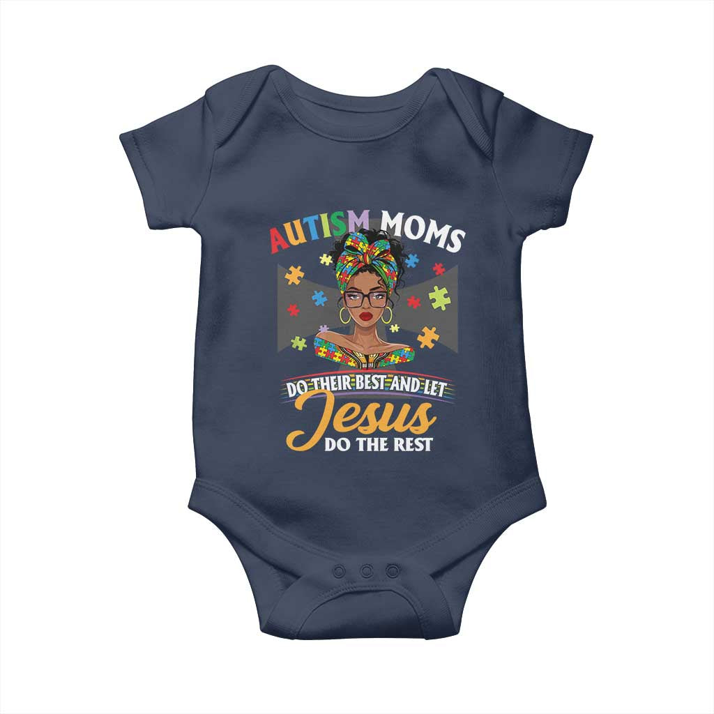 Afro Autism Mom Baby Onesie African American Autistic Black Mama Religious Cross