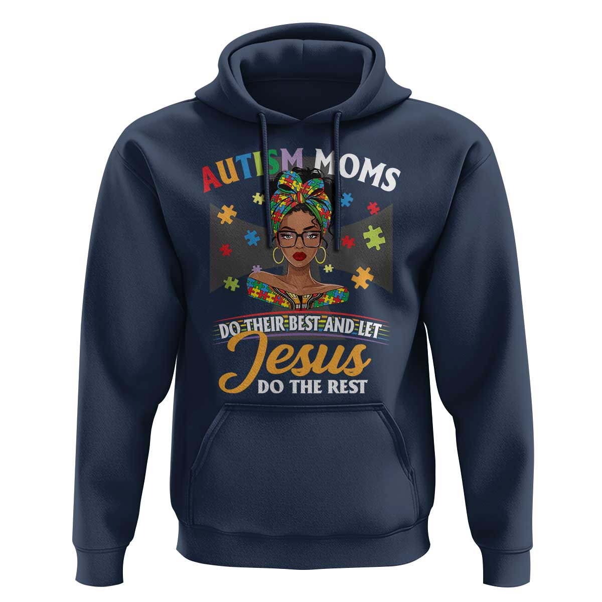 Afro Autism Mom Hoodie African American Autistic Black Mama Religious Cross