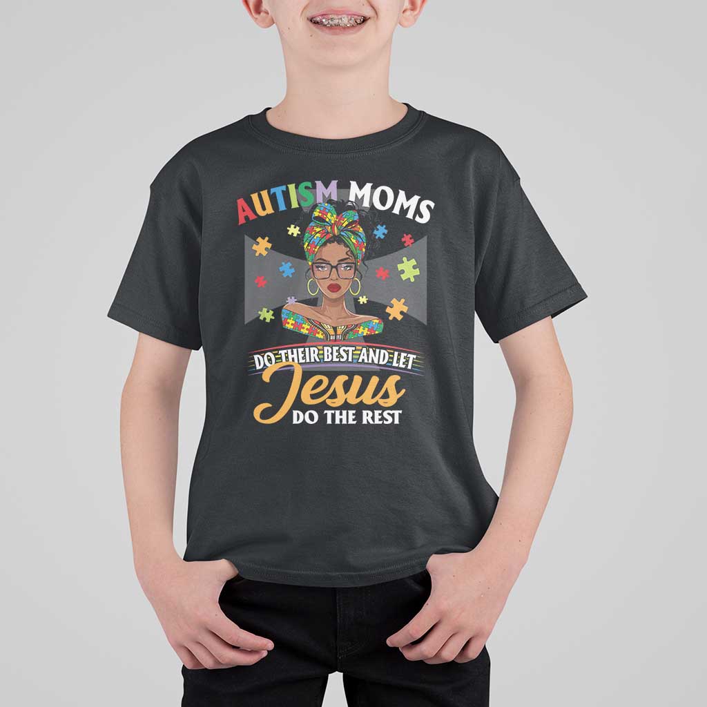Afro Autism Mom T Shirt For Kid African American Autistic Black Mama Religious Cross