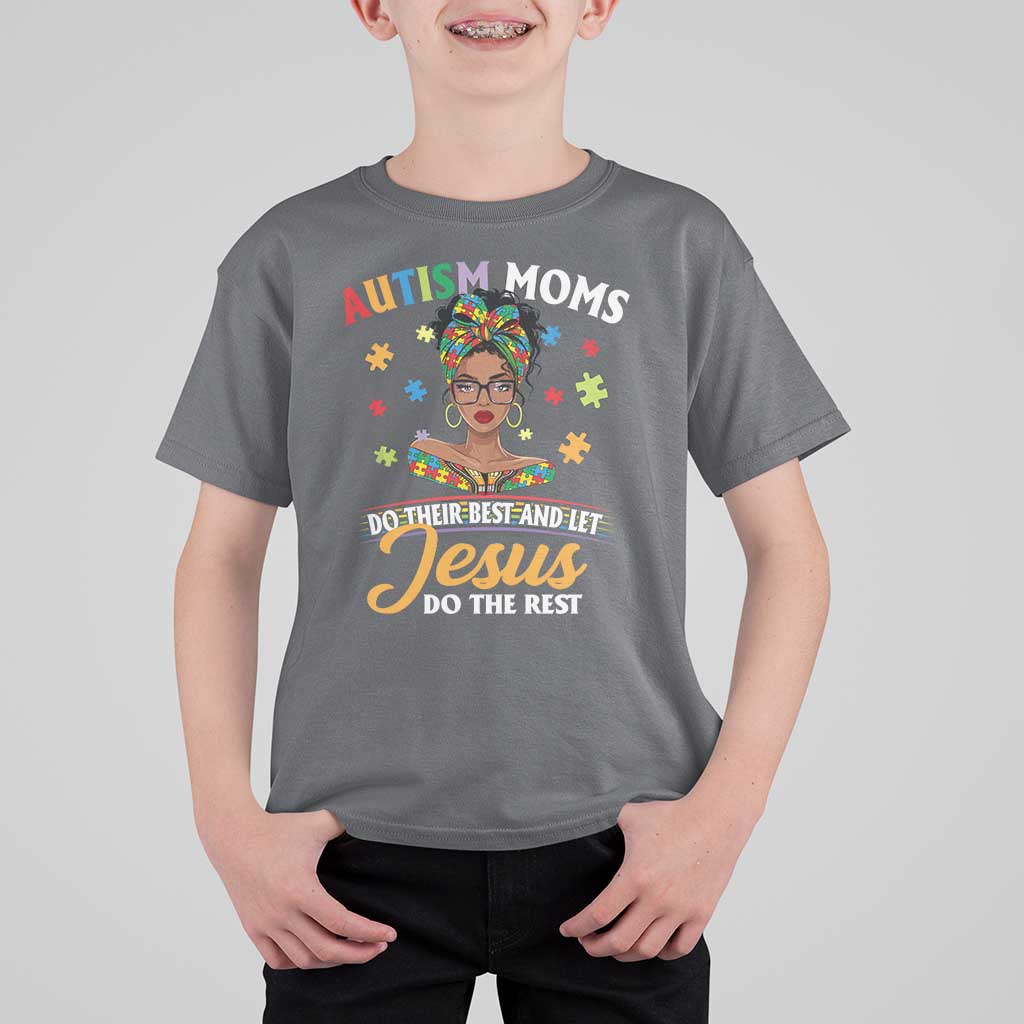 Afro Autism Mom T Shirt For Kid African American Autistic Black Mama Religious Cross