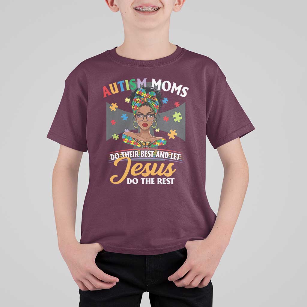 Afro Autism Mom T Shirt For Kid African American Autistic Black Mama Religious Cross