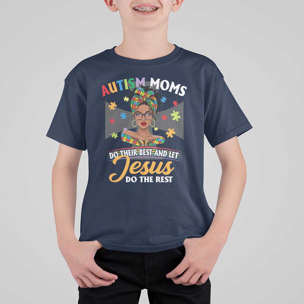 Afro Autism Mom T Shirt For Kid African American Autistic Black Mama Religious Cross