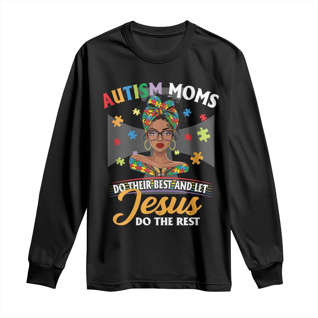 Afro Autism Mom Long Sleeve Shirt African American Autistic Black Mama Religious Cross