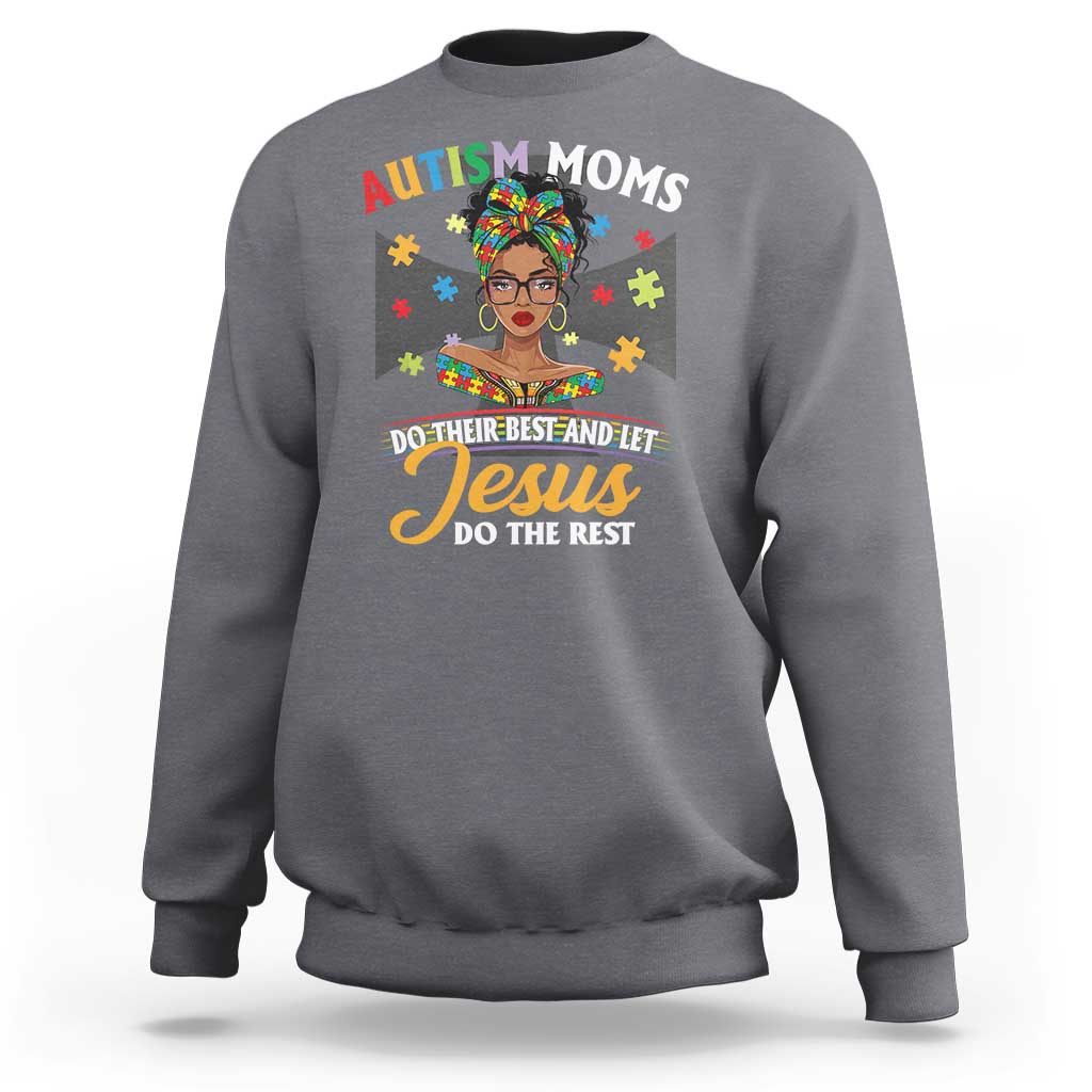Afro Autism Mom Sweatshirt African American Autistic Black Mama Religious Cross