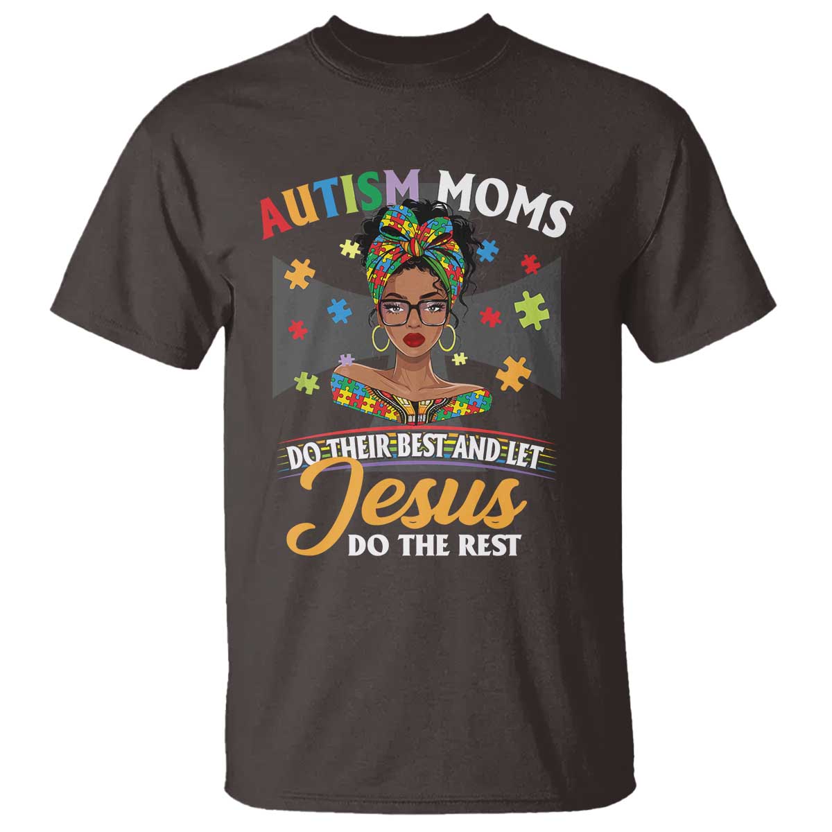 Afro Autism Mom T Shirt African American Autistic Black Mama Religious Cross