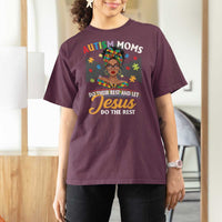 Afro Autism Mom T Shirt For Women African American Autistic Black Mama Religious Cross