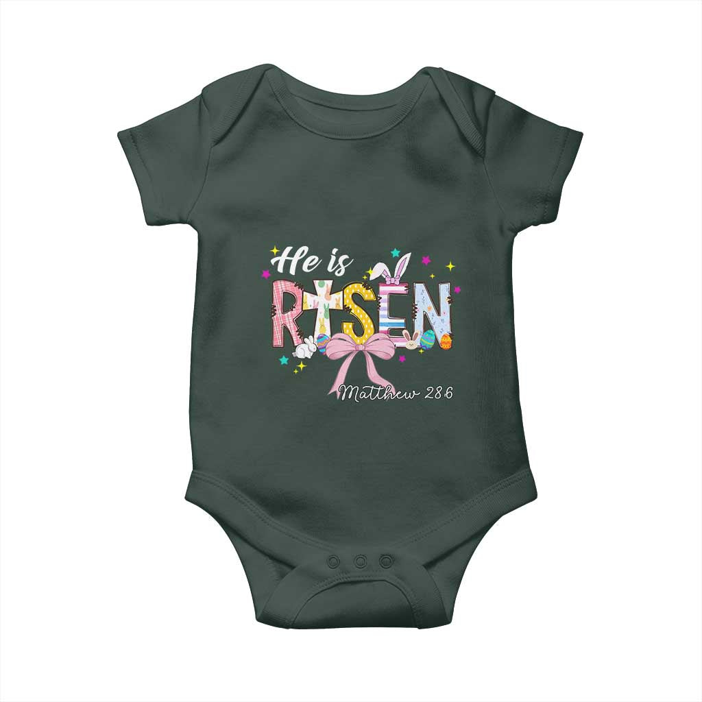 He Is Risen Baby Onesie Jesus Christian Happy Easter Coquette Cross