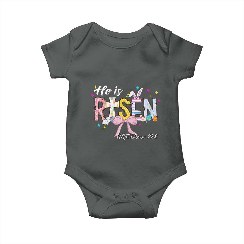 He Is Risen Baby Onesie Jesus Christian Happy Easter Coquette Cross